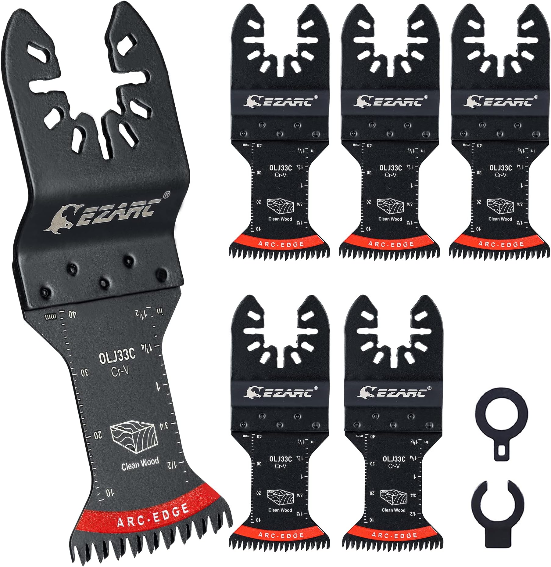 EZARC Japanese Tooth Oscillating Saw Blade, 5 PCS Arc Edge Oscillating Multitool Blades Clean Cut for Wood, Plastic