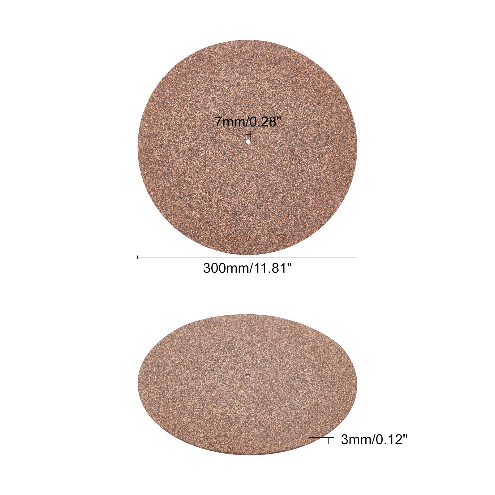 SUPERFINDINGS 1pc 300x3mm Sughero Gomma Giradischi Piatto Tappetino Piatto Rotondo Tappetino per Record con Foro 7mm Tappetino per Strumenti Musicali caffè per La Decorazione del Tappetino per Record