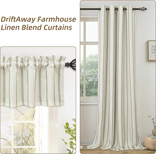 Vista 106 de DriftAway Cortinas opacas de mezcla de lino de 63 pulgadas de largo para dormitorio, cortinas de lino con estampado de rayas verticales, con Gris