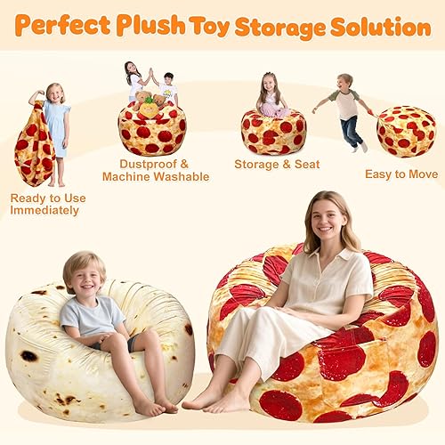 Miniatura 101 de Lukeight - Puf de almacenamiento de animales de peluche para niños, con cremallera para organizar habitaciones de niños pequeños y niños (terciopelo