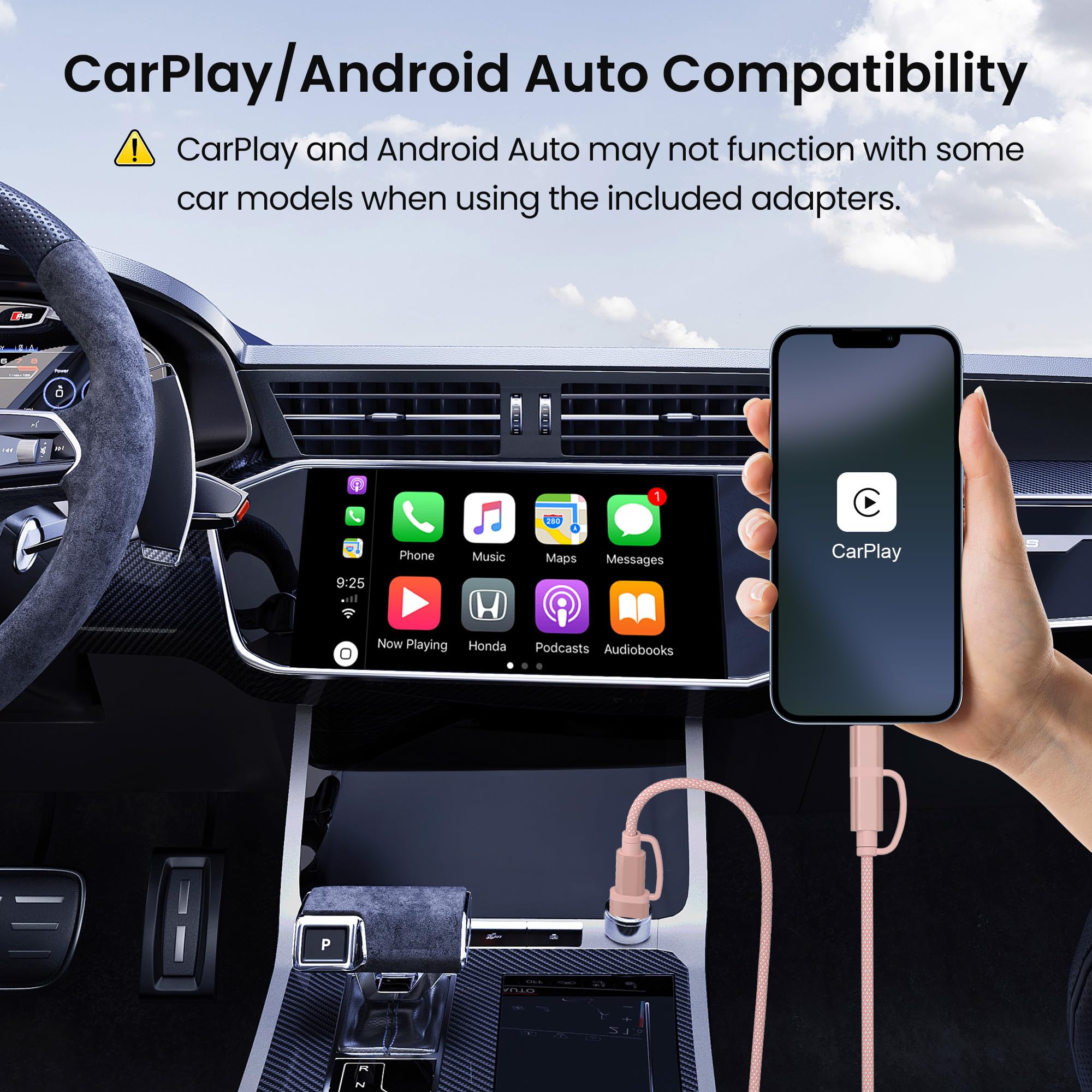 BASESAILOR iPhone 14 13 Pro Max Cavo Ricarica Multifunzione 4-in-1 USB C 2M,Potenza Massima 60W,Combo Lightning/USB A per Samsung Galaxy A13 A21 A22 A23 A31 A32 A33,Apple 17 16 15 Plus,MacBook,Pixel