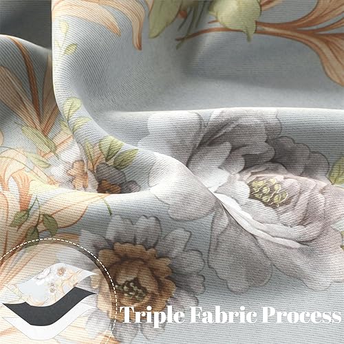 Miniatura 6 de Moslovstar Cortinas opacas florales para dormitorio, 2 paneles elegantes con estampado de flores, cortinas de ventana con ojales en la parte