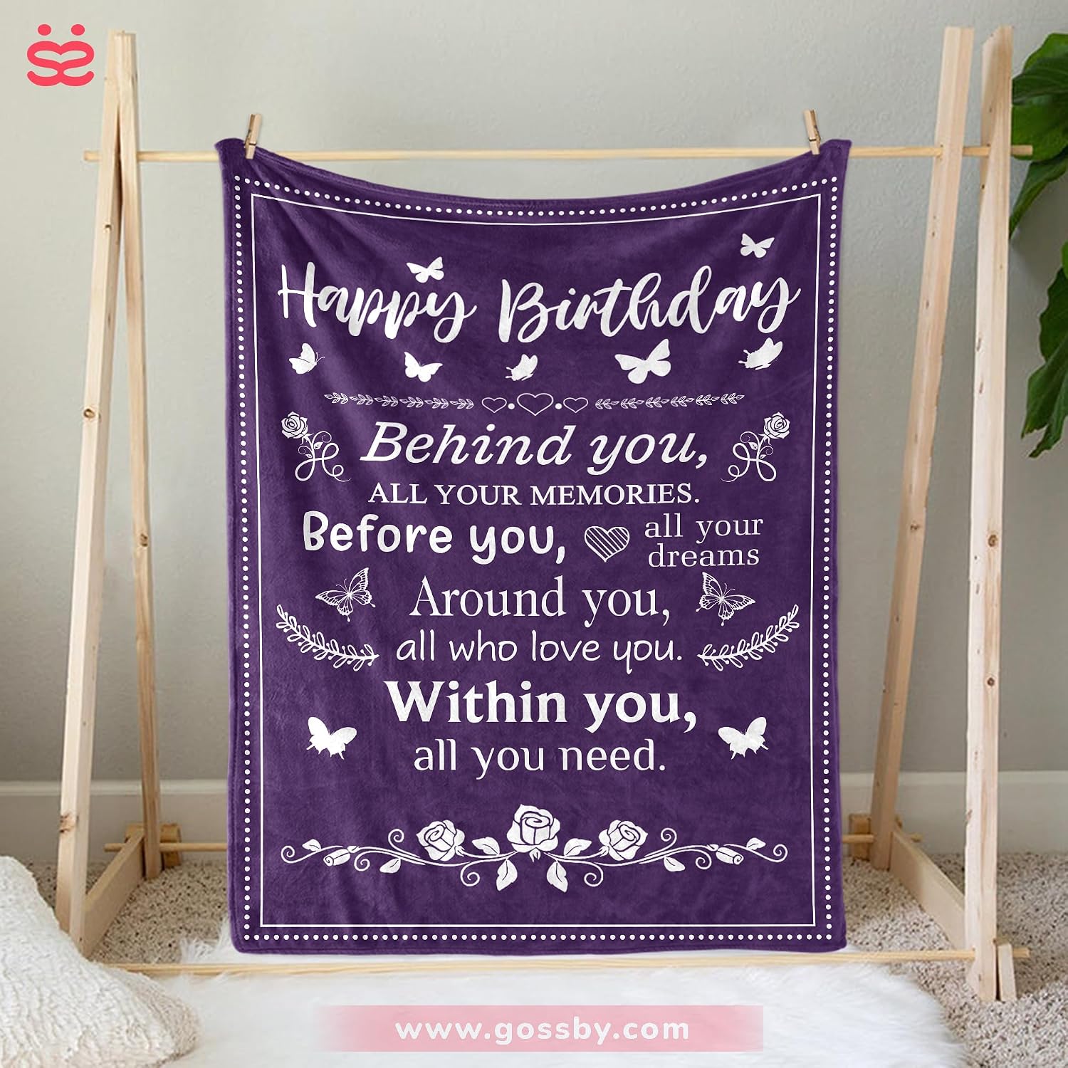 GOSSBY Personalized Custom Blanket (60x80 in) Happy Birthday, behind you all your memories Sister Blanket, Sister Gifts from Sister, Blanket Present for Sisters on Mother's Day, Happy Birthday Sister,