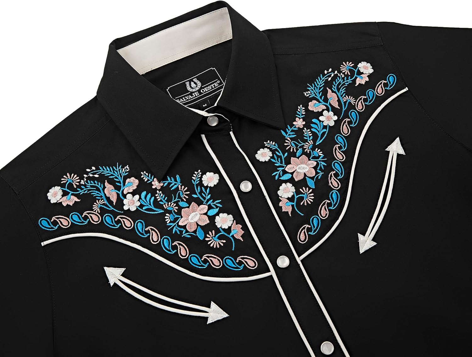 SALVAJE OESTE Women's Embroidered Western Cowgirl Slim Fit Shirt Long Sleeve Snap Button Down Shirt with Embroidery - Image 2