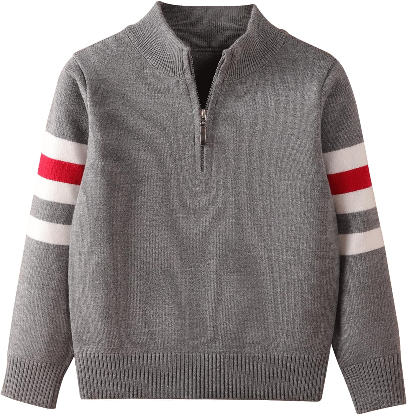 Danny D Boys Quarter Zips Up Chunky Stripe Sweater Kids Knit Warm Pullver Tops Little Kid Long Sleeve Knitwear Sweater