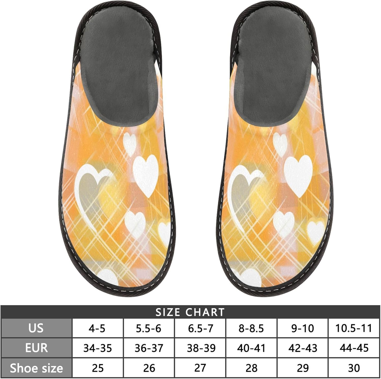 Heart Plaid House Slippers – Cozy Fuzzy Slippers for Guests, Washable & Disposable, Perfect for Shoeless Home, Spa & Hotel Use A111332