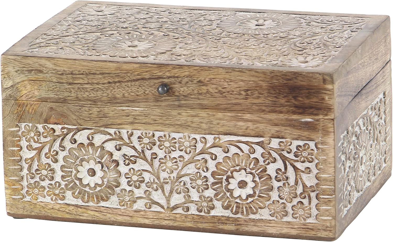Deco 79 Mango Wood Floral Box with Hinged Lid, Set of 3 8", 10", 12"W, Brown : Everything Else