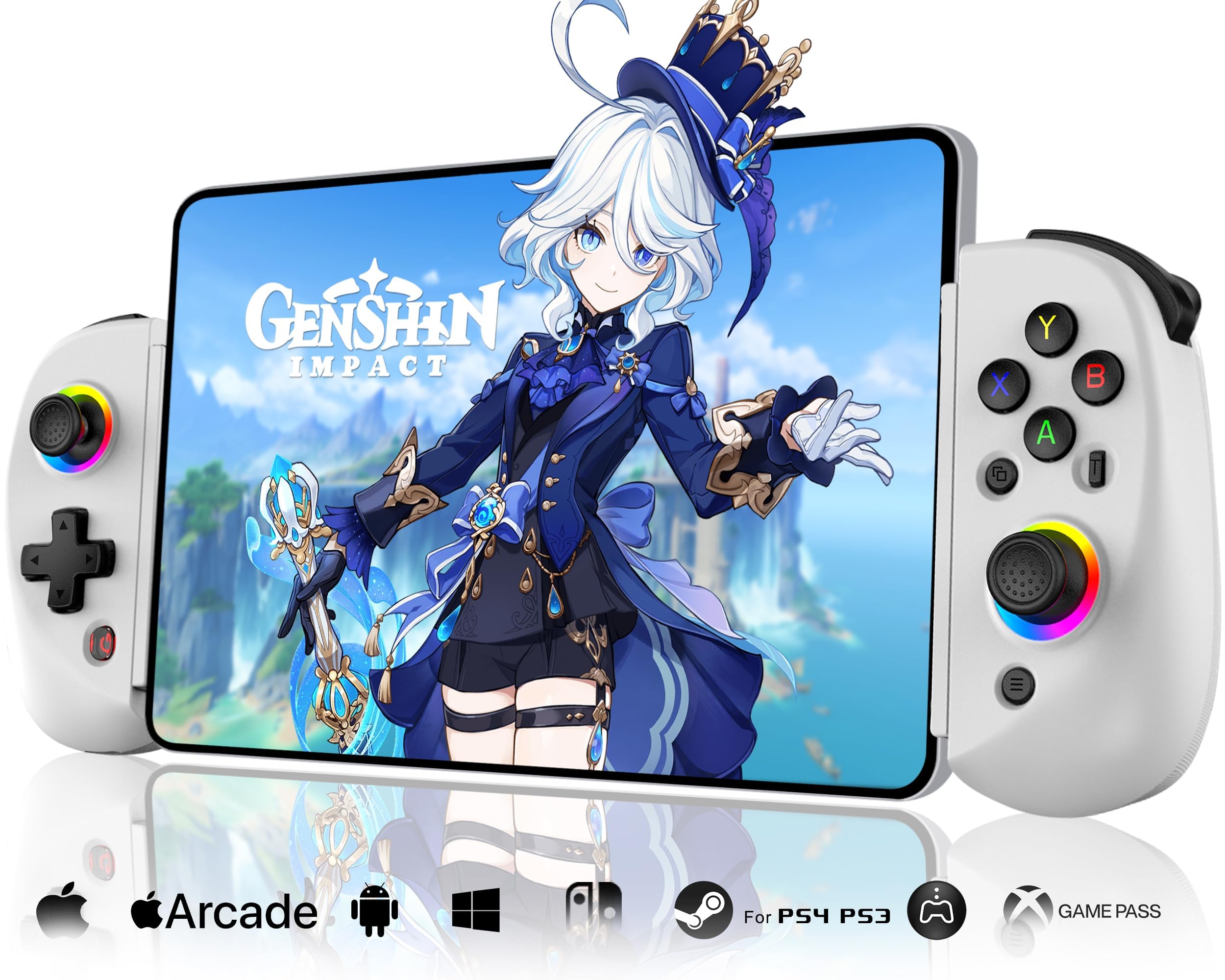 LCLALAY Wireless Controller for iPad/iPhone/Android(129-252mm), Phone Controller Support for Xbox Cloud/PS Remote Play, Mobile Gaming Controller with Hall Effects Joysticks for Switch/PS4, Direct Play