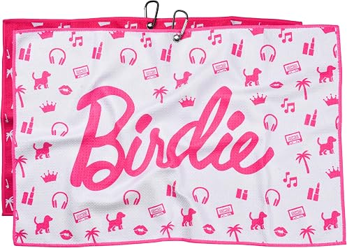 Shanker Golf - Birdie Pink Golf Towel - Funny Womens Microfiber Golf Towel | Funny Waffle Texture with Joke Logo - Perfect Ladies Golf Gift for Her, Mum & Female Golfers