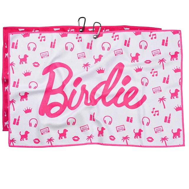 Shanker Golf - Birdie Pink Golf Towel - Funny Microfiber Waffle Womens Golf Towel - Funny Joke Logo