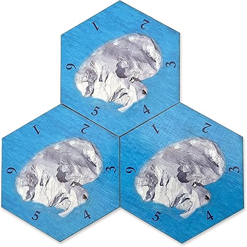 Iceberg Ocean Sea Hex - Paquete de 3 unidades compatible con las expansiones de Catan Seafarers, Cities and Knights y Catan