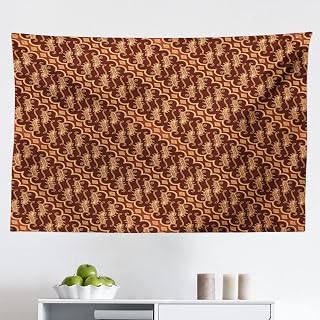 Ambesonne Brown Tapestry, Batik Parang Barong Diagonal Pattern Indonesian Culture and Art Design, Fabric Wall Hanging Decor for Bedroom Living Room Dorm, 45" X 30", Brown Apricot Caramel