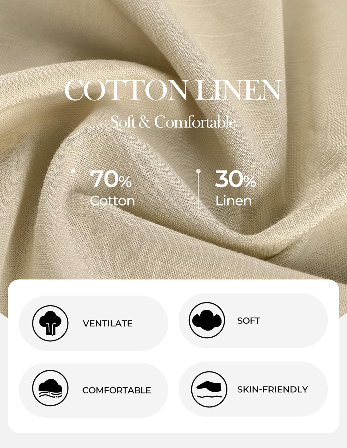 GRACE KARIN Women's Cotton Linen Blouse V Neck Puff Short Sleeve Button Down Work Summer Tops - Image 5