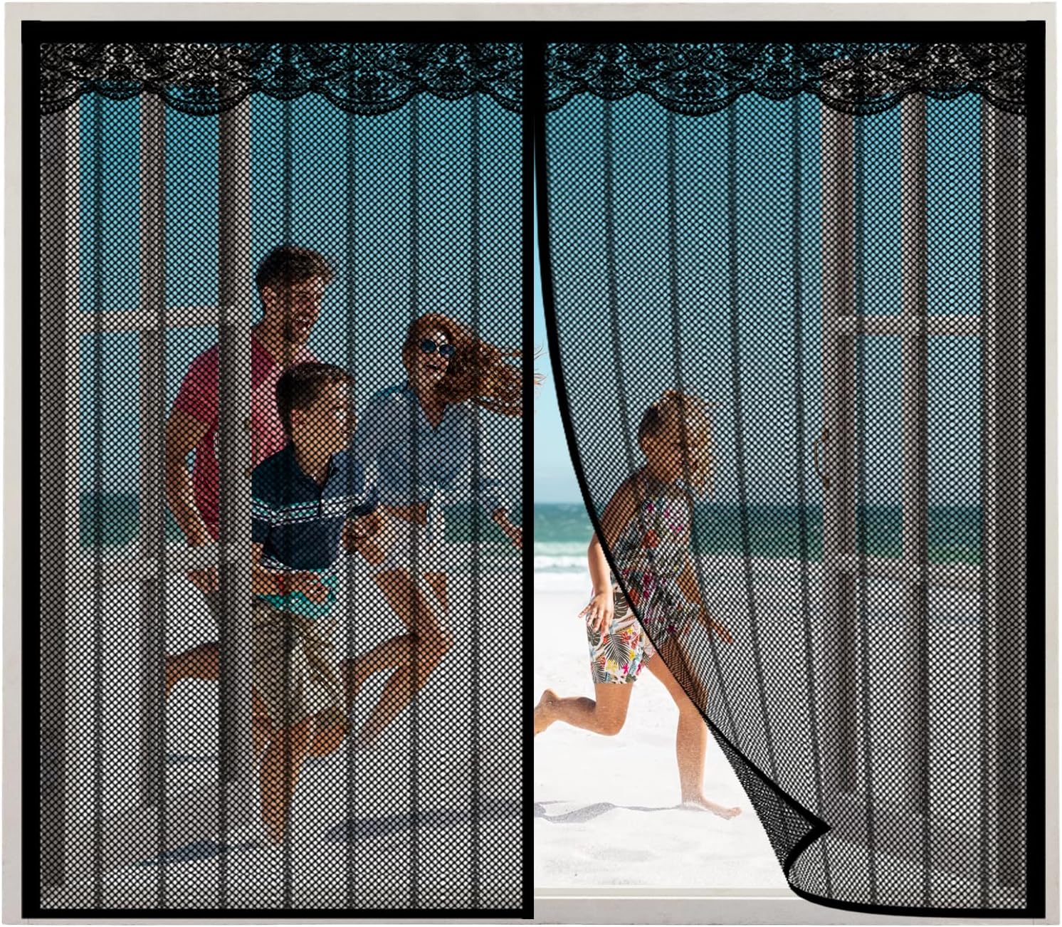 Magnetic Screen Door,Anti Mosquito Mesh Fly Curtain, Fly Door Screen Easy to Install Close Automatic for Balcony Sliding Living Room Children's Room 70 x 265cm - Grey