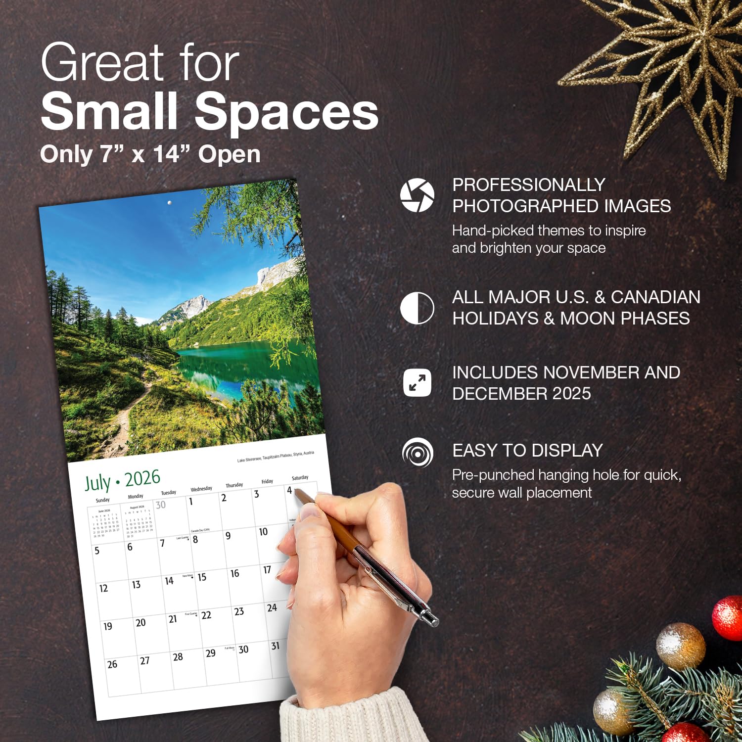 Snapklik.com : Pathways 2026 Mini Wall Calendar 12 Month 7" X 14" Open ...