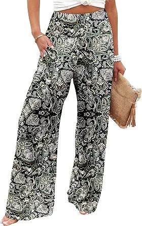 JZC Women's Palazzo Lounge Pants Casual Wide Leg Pants High Waist Flowy Toursers with Pockets