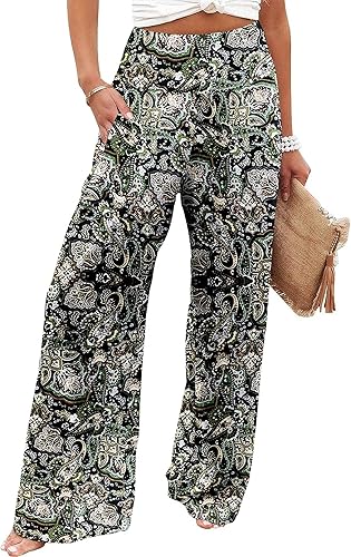 JZC Women's Palazzo Lounge Pants Casual Wide Leg Pants High Waist Flowy Toursers with Pockets