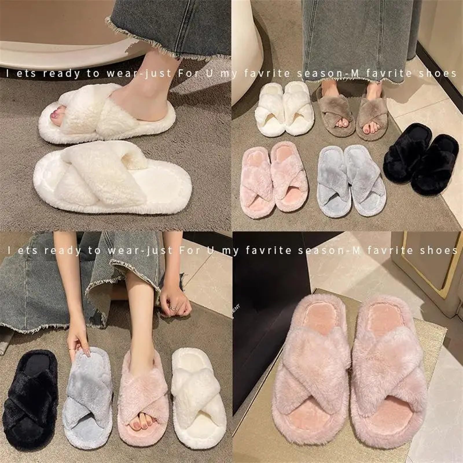 Zapatillas mullidas Informales for Mujer, Planos de casa, Plataforma de diseñador de Felpa, Zapatos de Invierno for niñas, Calzado Elegante y cálido a la Moda de hogar(Black,40-41)