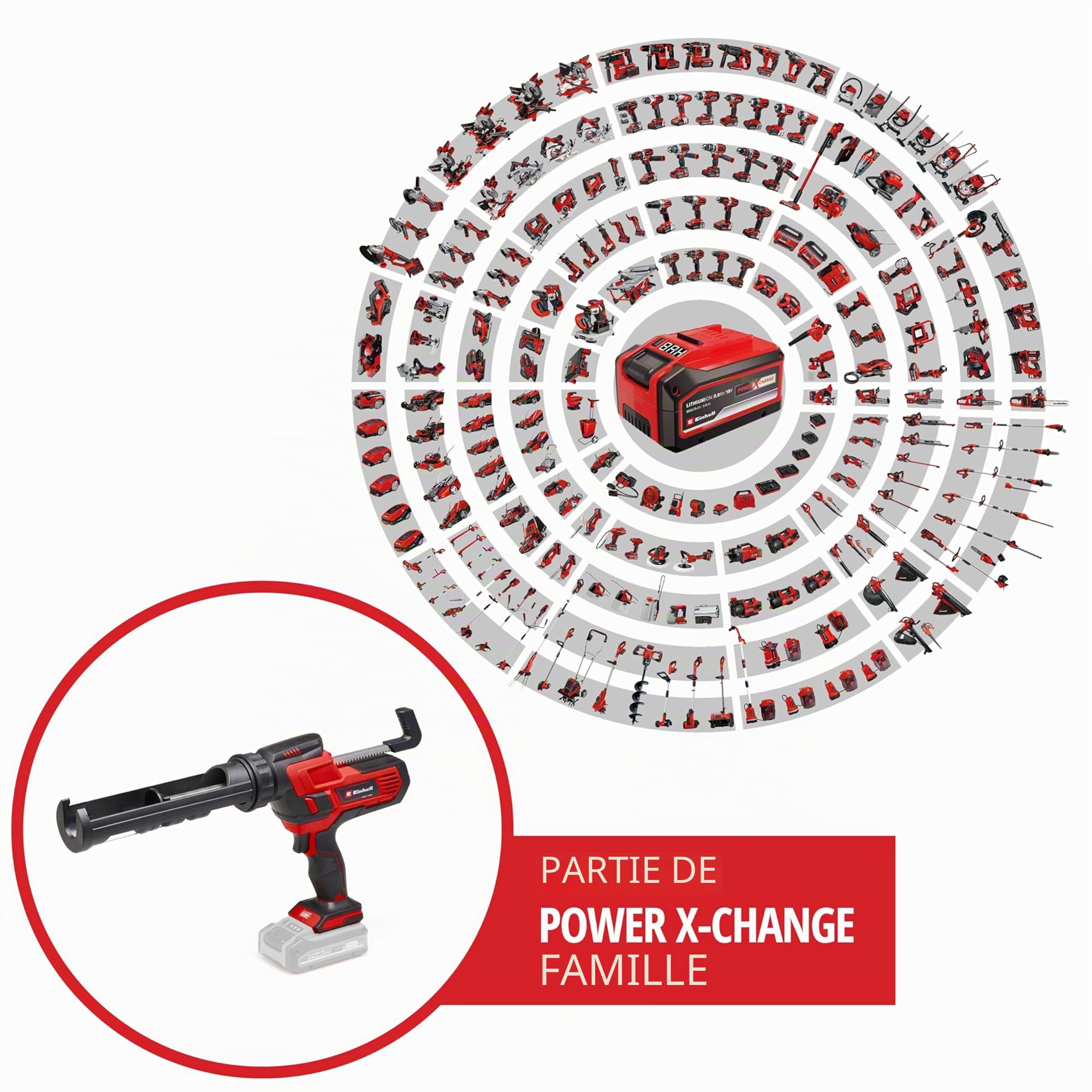 Einhell Pistolet à sceller sans fil TE-SG 18/10 Li-Solo Power X-Change (18 V, pour cartouches 310 ml, force de poussée max. de 2 000 N, vitesse réglable) Livré sans Batterie ni Chargeur