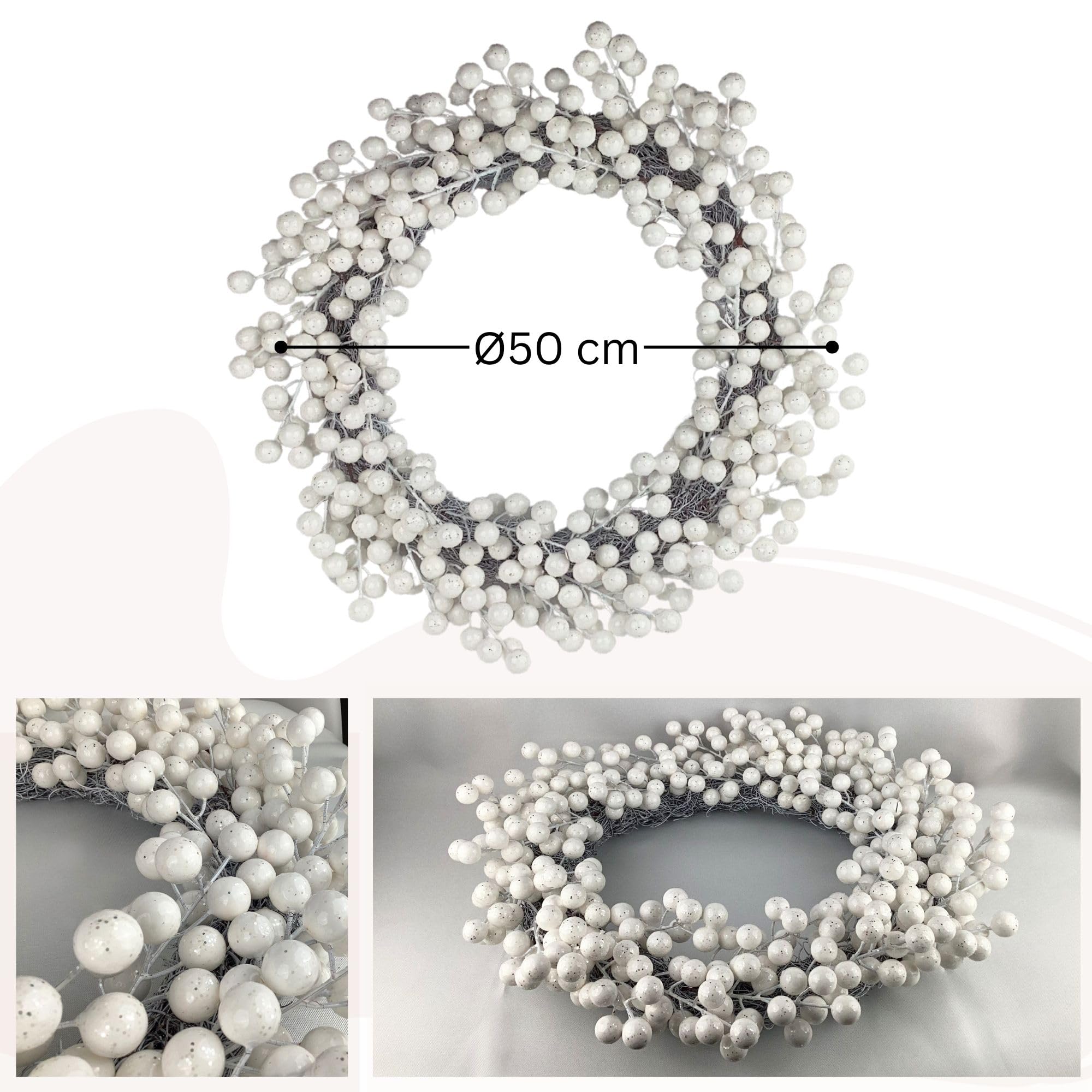 Corona para puerta grande, bayas artificiales en mimbre, corona