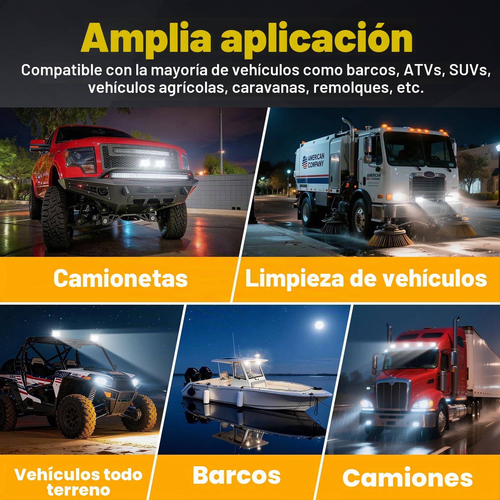 RIGIDON 2 Pcs Estroboscópica Faros trabajo led, 4 pulgadas 35W 3500LM Spot Lámpara trabajo Impermeable Exterior foco led 12V 24V para Off road Camión Tractor Coche SUV 4x4, Amarillo Blanco