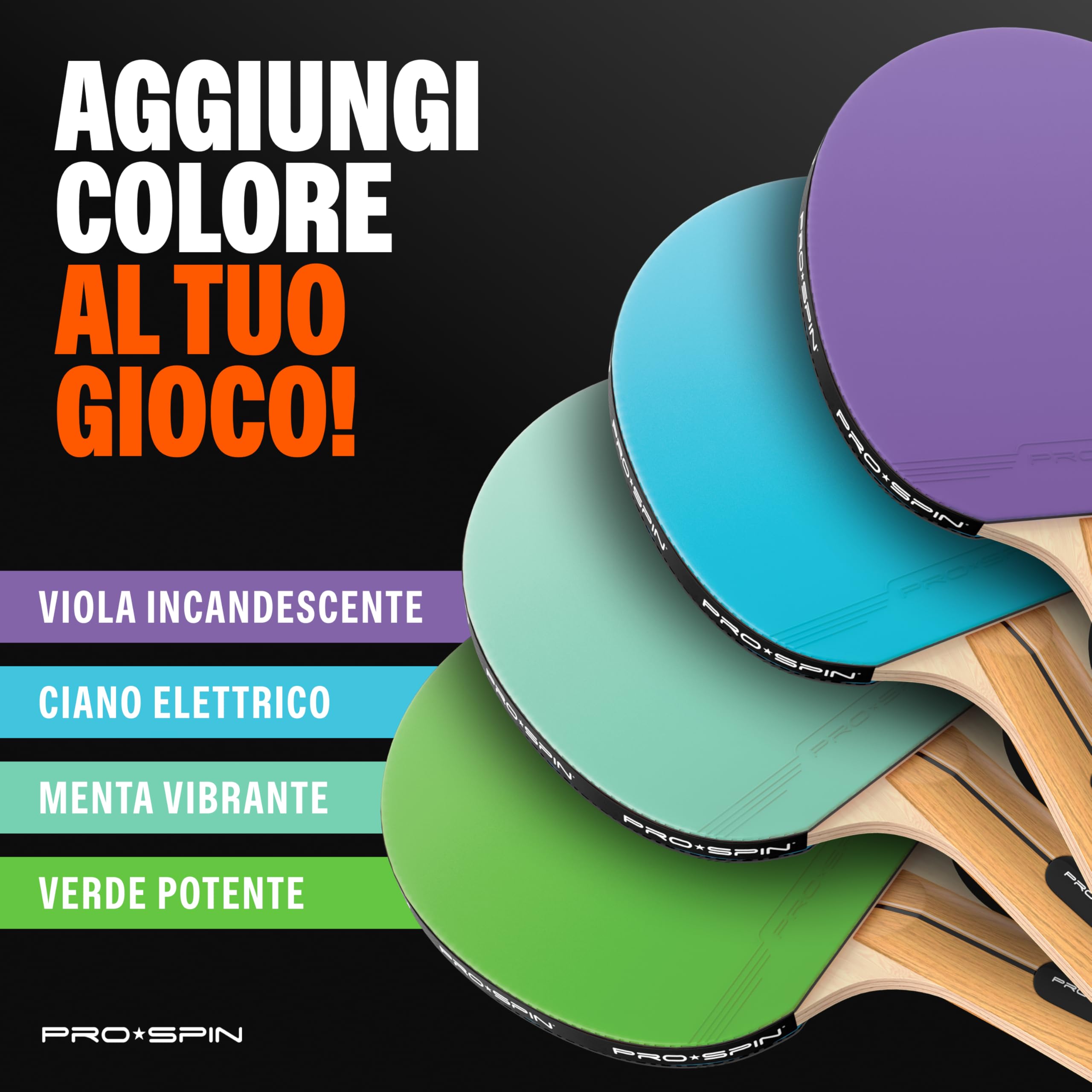 PRO-SPIN Racchetta Ping Pong | Set Professionale con Racchette da Tennis da Tavolo Premium, Palline Ping Pong 3 Stelle e Custodia | Per uso interno ed esterno