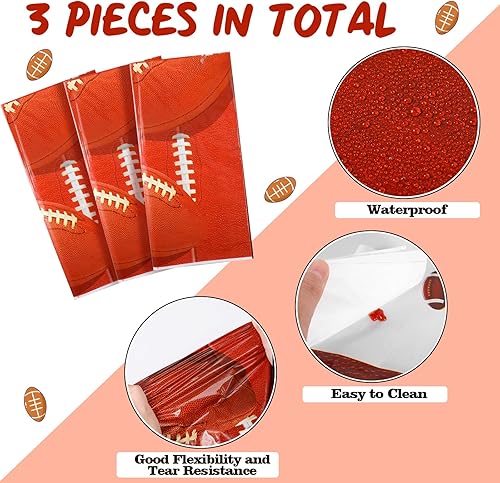 Miniatura 3 de Sratte Paquete de 3 manteles rectangulares de plástico, estilo brillante, día del juego, decoraciones de cumpleaños con temática deportiva,