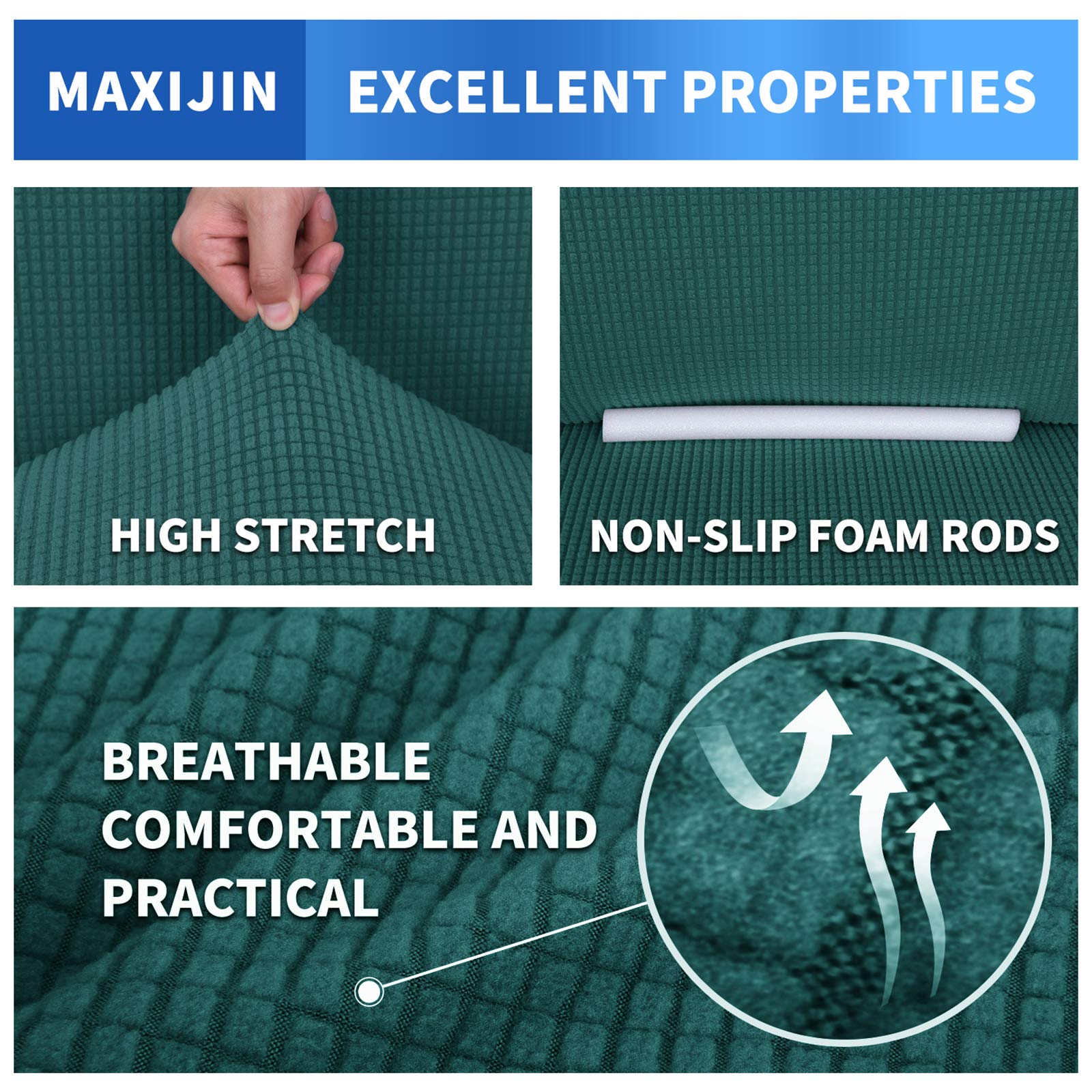 MAXIJIN Fodera per divano super elasticizzata per 3 posti, 1 pezzo Fodera per divano jacquard Protezione per mobili Cani Pet Friendly Fodera per divano aderente (3 posto, Verde Nerastro)