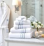 Bath Towels Set for Bathroom – Luxury 6-Piece Cotton Towels, Soft Absorbent & Quick Dry, 600 GSM Bath Towels for Bathroom, Hotel Spa Quality (2 Bath, 2 Hand, 2 Washcloths, White Taupe Brown Stripe)