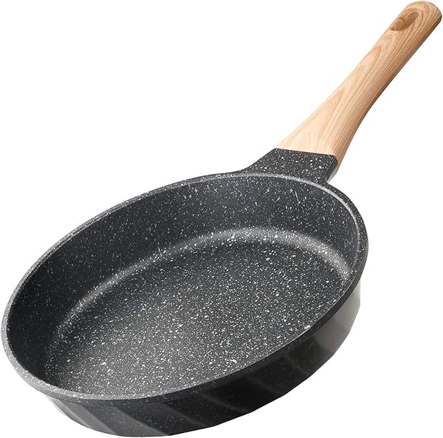 FESHA Non Stick Frying Pan Induction Frying Pan Nonstick Omelette Fry Pan Large Granite Egg Frying Pan Stone Pans Chef Skillet with Bakelite Handle Suitable for Induction Hob Gas Ceramic 28cm