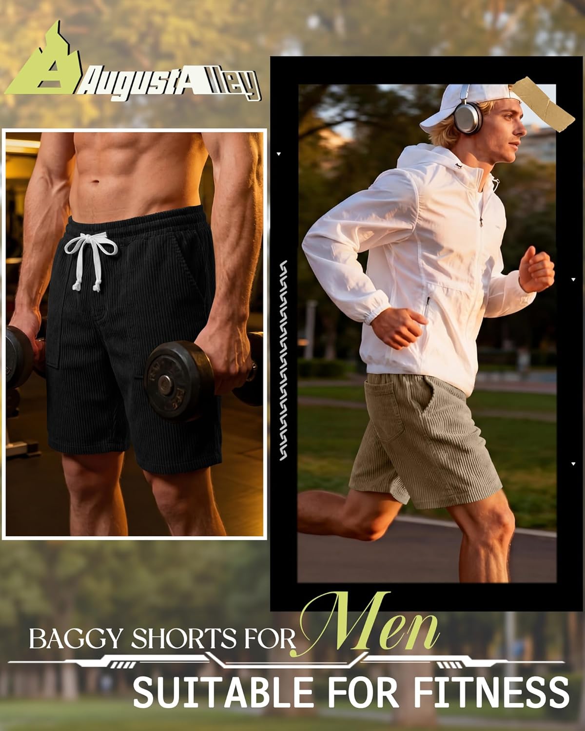 3 Pack Men's Shorts 7 Inch Corduroy Baggy Sweatshorts Casual Loose Elastic Drawstring Pocket Lightweight Shorts - Image 3