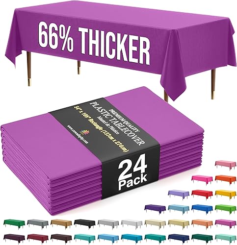 Miniatura 18 de Party Solids Mantel rectangular de plástico de alta calidad, 66% más grueso, 0.5 mil, paquete de 12 manteles color azul claro de 54 x 108 pulgadas,