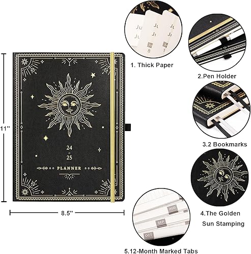 Miniatura 6 de Agenda 2024  Agenda semanal mensual grande 2024, 8.5 x 11 pulgadas, enero 2024 a diciembre 2024, agenda de cubierta de cuero 2024 con papel grueso,