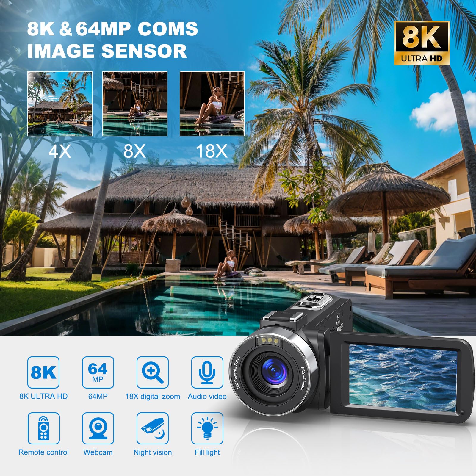 Amazon.com : OLESIT 8K 64MP Video Camera 18X Digital Camcorder