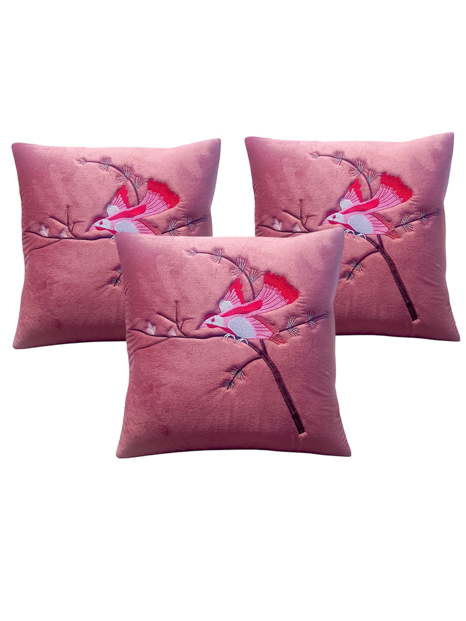 Rose Velvet Cushion Covers - Set of 3 -1