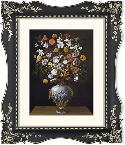 SIMON'S SHOP Marco de fotos negro de 8 x 10 pulgadas, marcos vintage para pared y mesa, marco de fotos victoriano de 8 x 10 pulgadas con paspartú