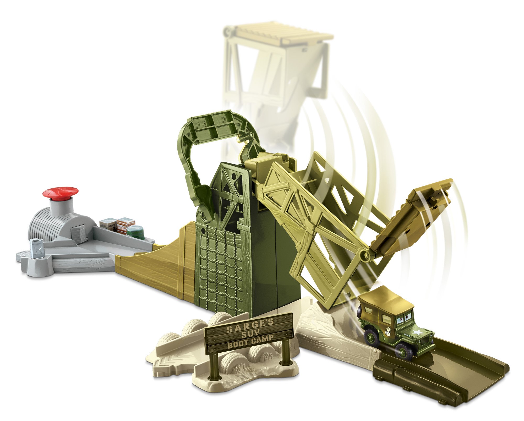 Mattel Cars - Playset Sarge's Stuntin' Surplus Con Macchina – Pista Con Loop E Rampa Per Bambini