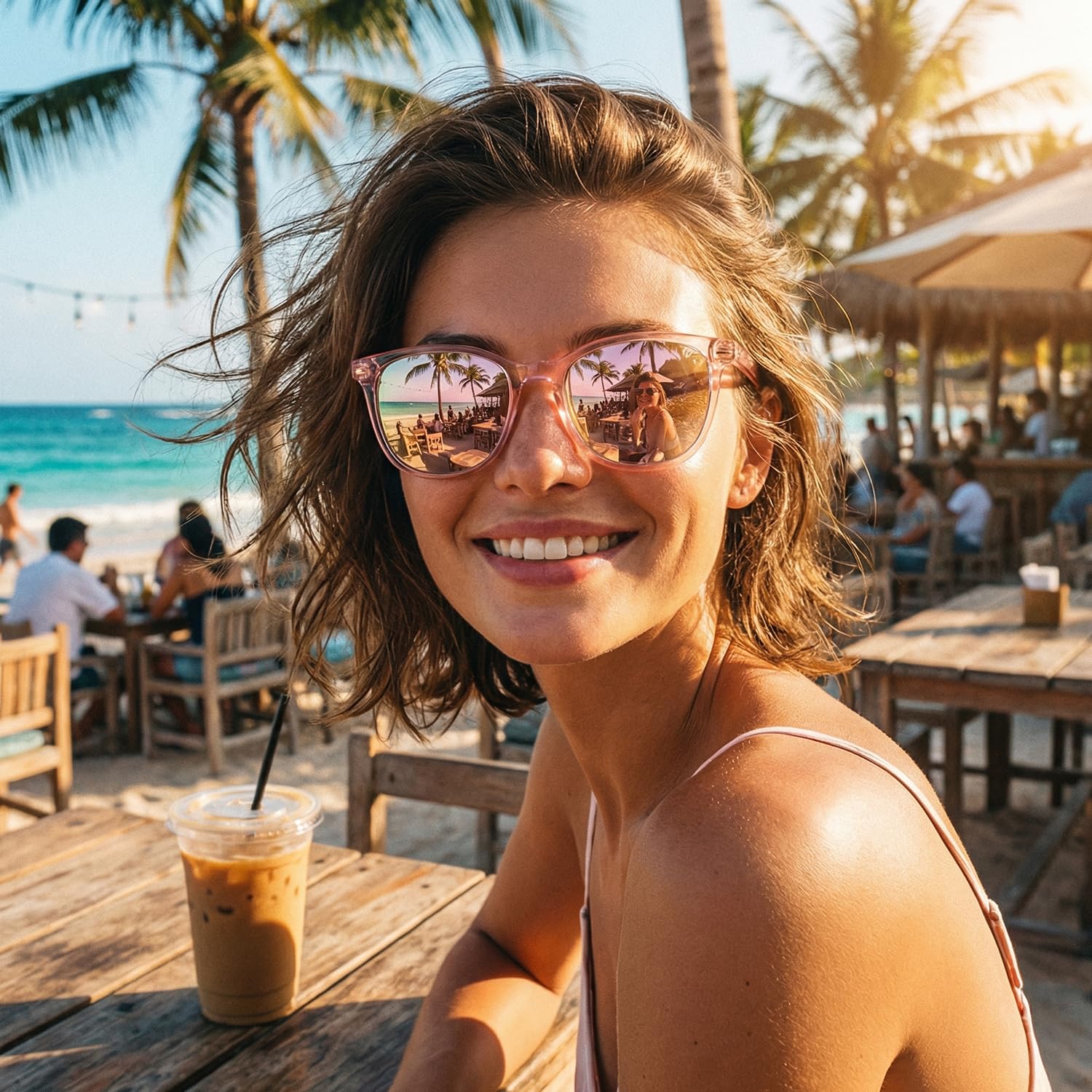 Myiaur Lunettes de Soleil Polarisées Femme,Protection UV400 pour Conduite | Anti Glare Lens, Carrée, for Daily Wear & Driving