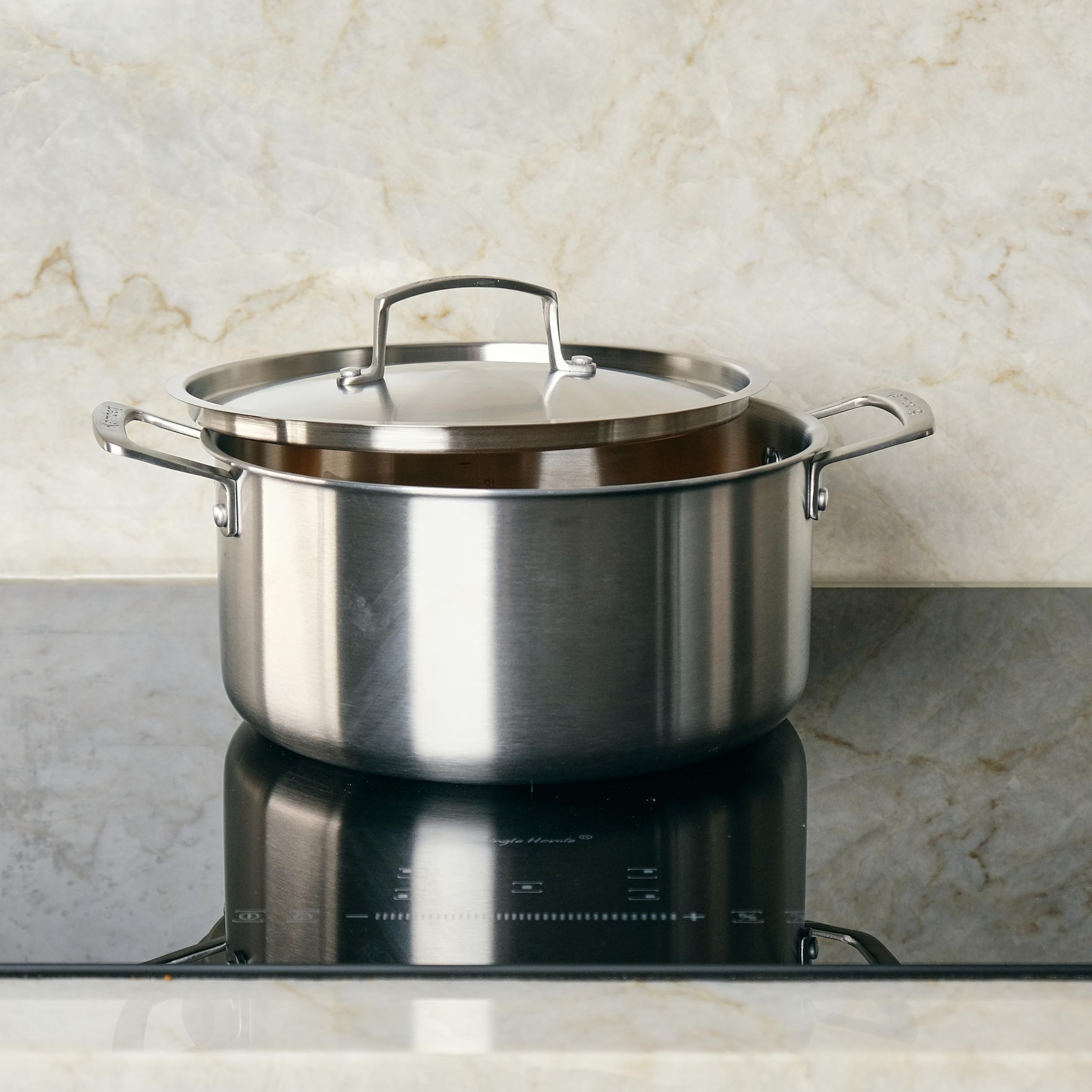 KAMBERG - Pentola Ø32 cm in acciaio inox 18/10 Triply - Senza PFAS - Coperchio incluso - Tutti i piani cottura inclusi induzione e forno - 0008277, grigio