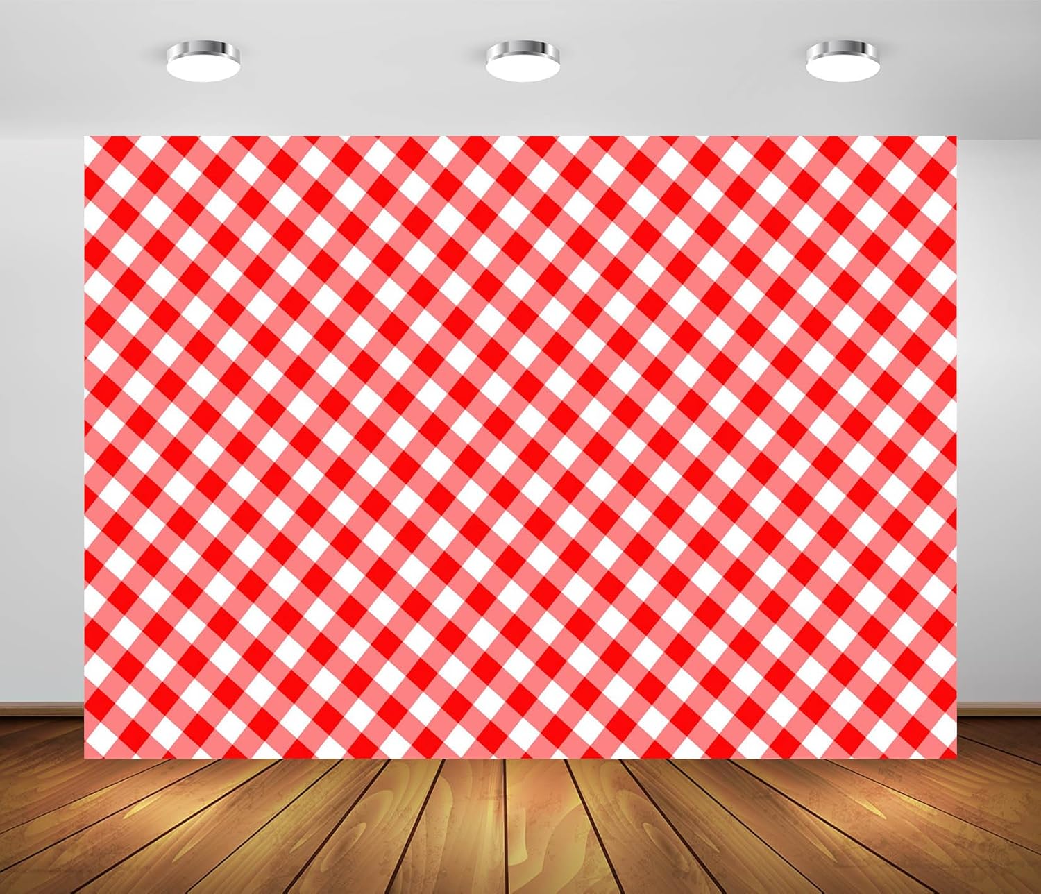 Fondo de tela de picnic 7x5 ft rojo y blanco para fotos y eventos miniatura 1