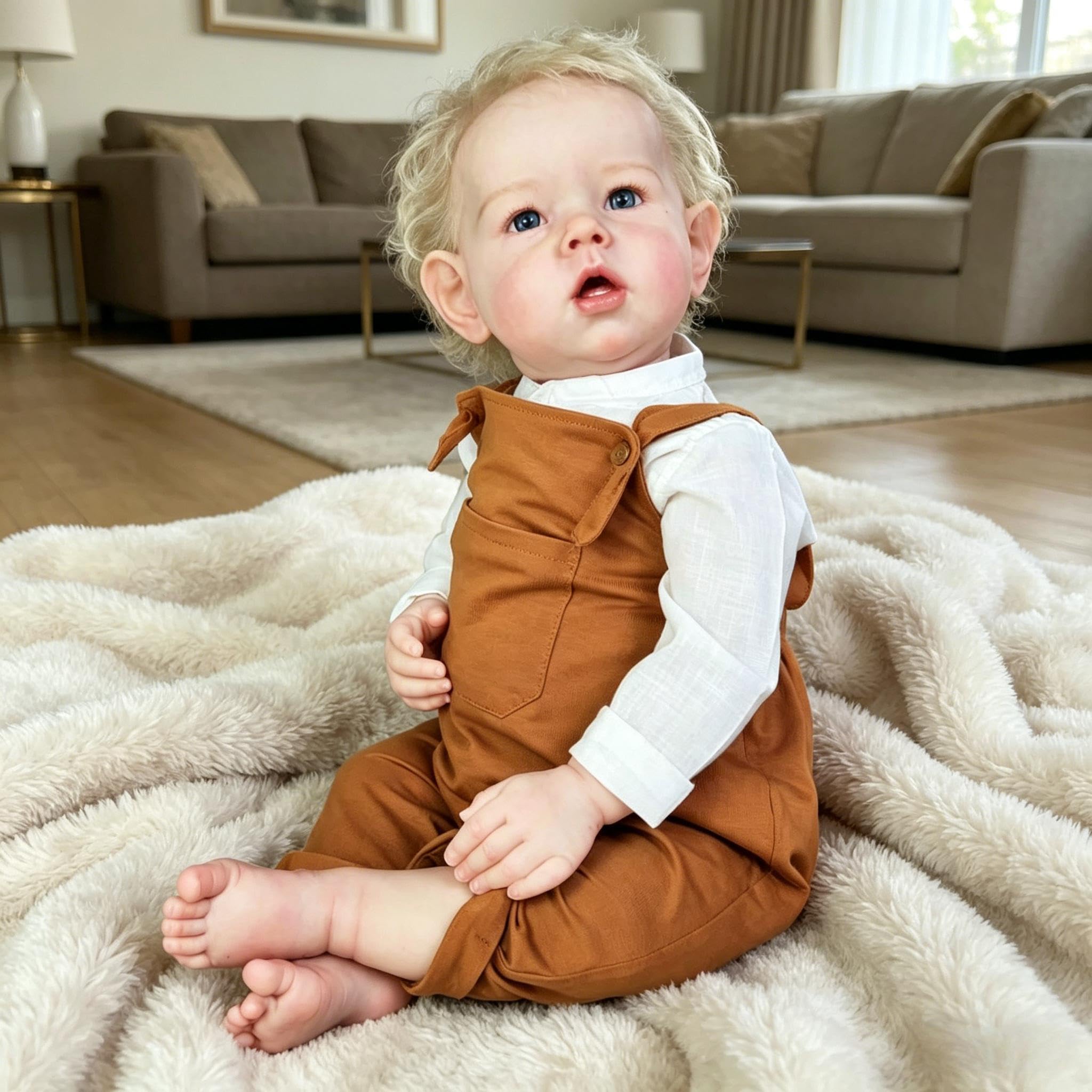 RXDOLL Große Größe Realistische Reborn Kleinkind Junge Puppen 70cm Weicher Tuchkörper Reborn Babypuppen Wie Echt Babys Mädchen, Lebensecht Kleinkind Baby Puppe Spielzeug für Kinder 3+
