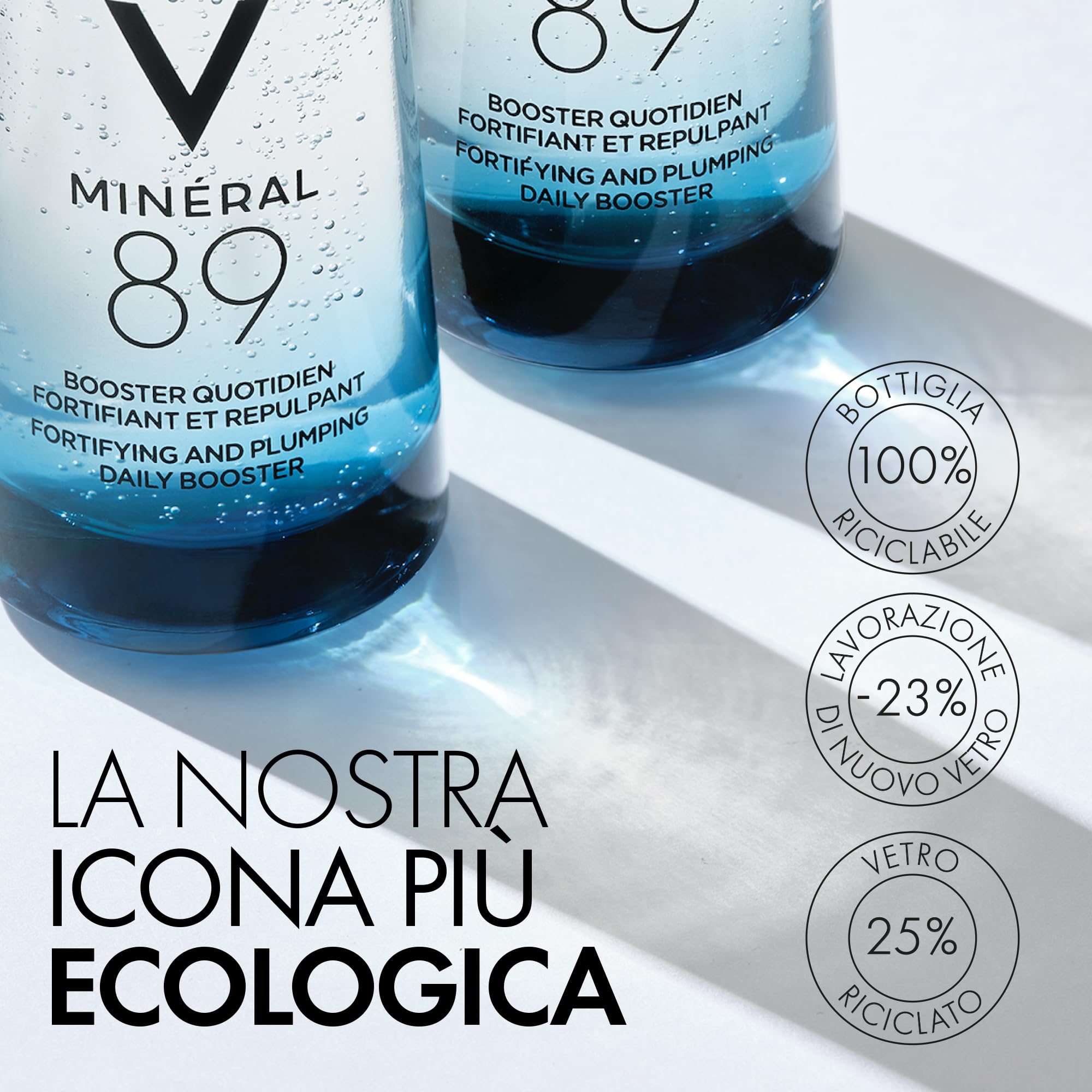 Vichy Minéral 89, Booster Quotidiano Fortificante e Rimpolpante, Per Tutti i Tipi di Pelle, Pelle Tonica e Idratata, Arricchito con Acido Ialuronico e Acqua Vulcanica, 75 ml