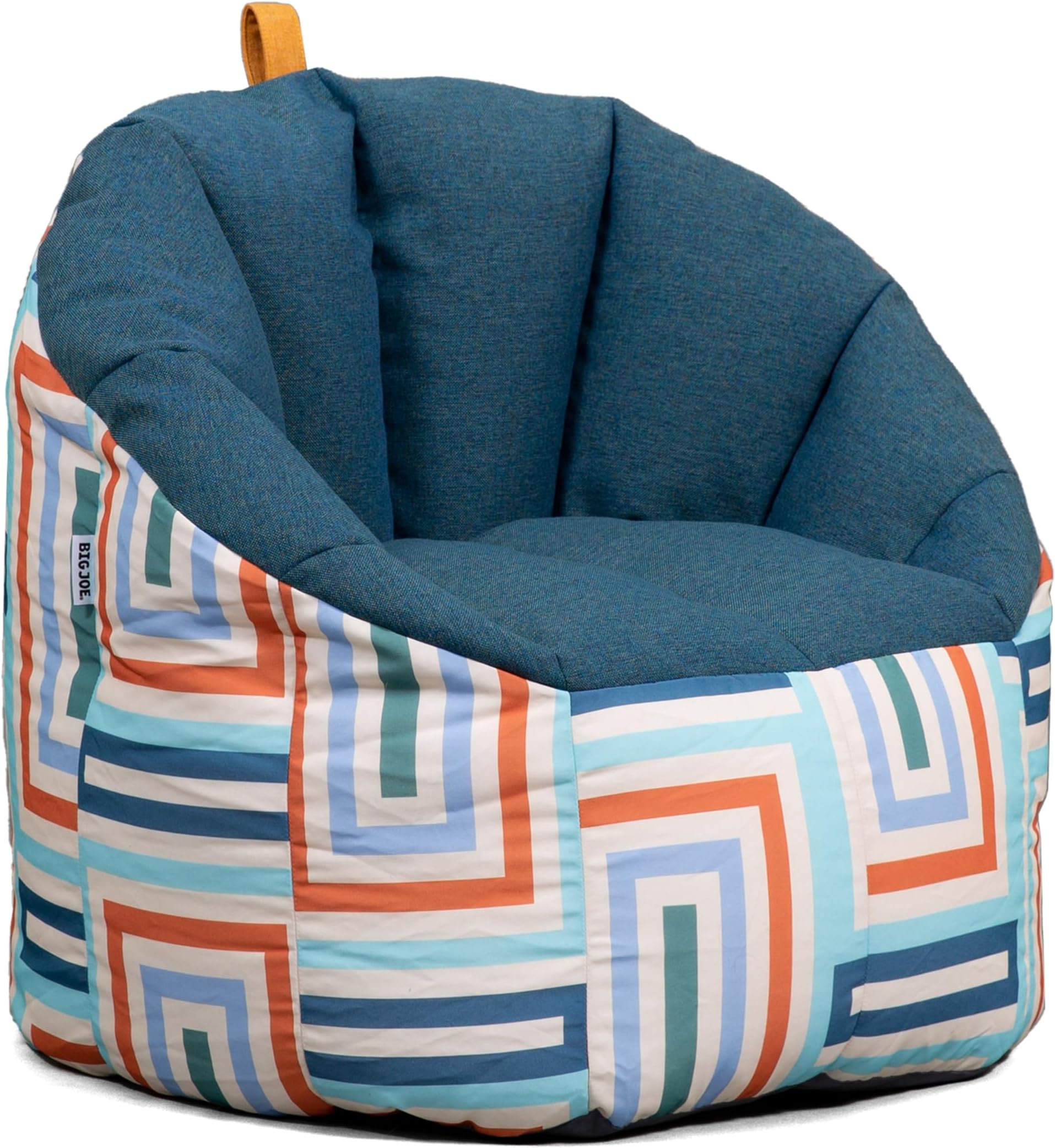 Big Joe Milano Patio Outdoor Bean Bag Chair, Lakeshore/Aqua Glass Block Intertwist/Sunmax, Weather Resistant UV-Protected Fabric, 2.5 feet