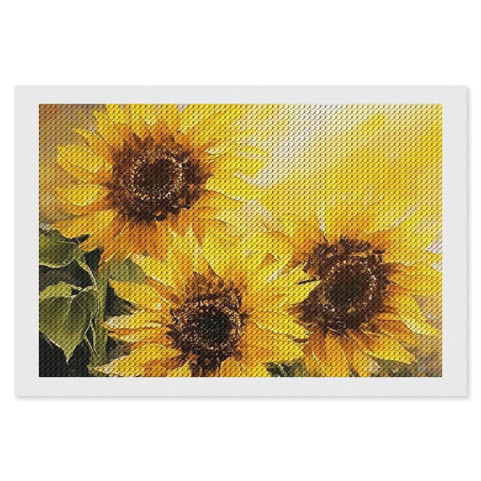 NONHAI Diamond Painting Kits for Adults - DIY Diamond Art Kits for Beginners - Full 5D Paint Drill Diamond Dots Paintings- Yellow Sunflowers Diamonds Pictures Gem Art and Craft Wall Decor 8"x12"
