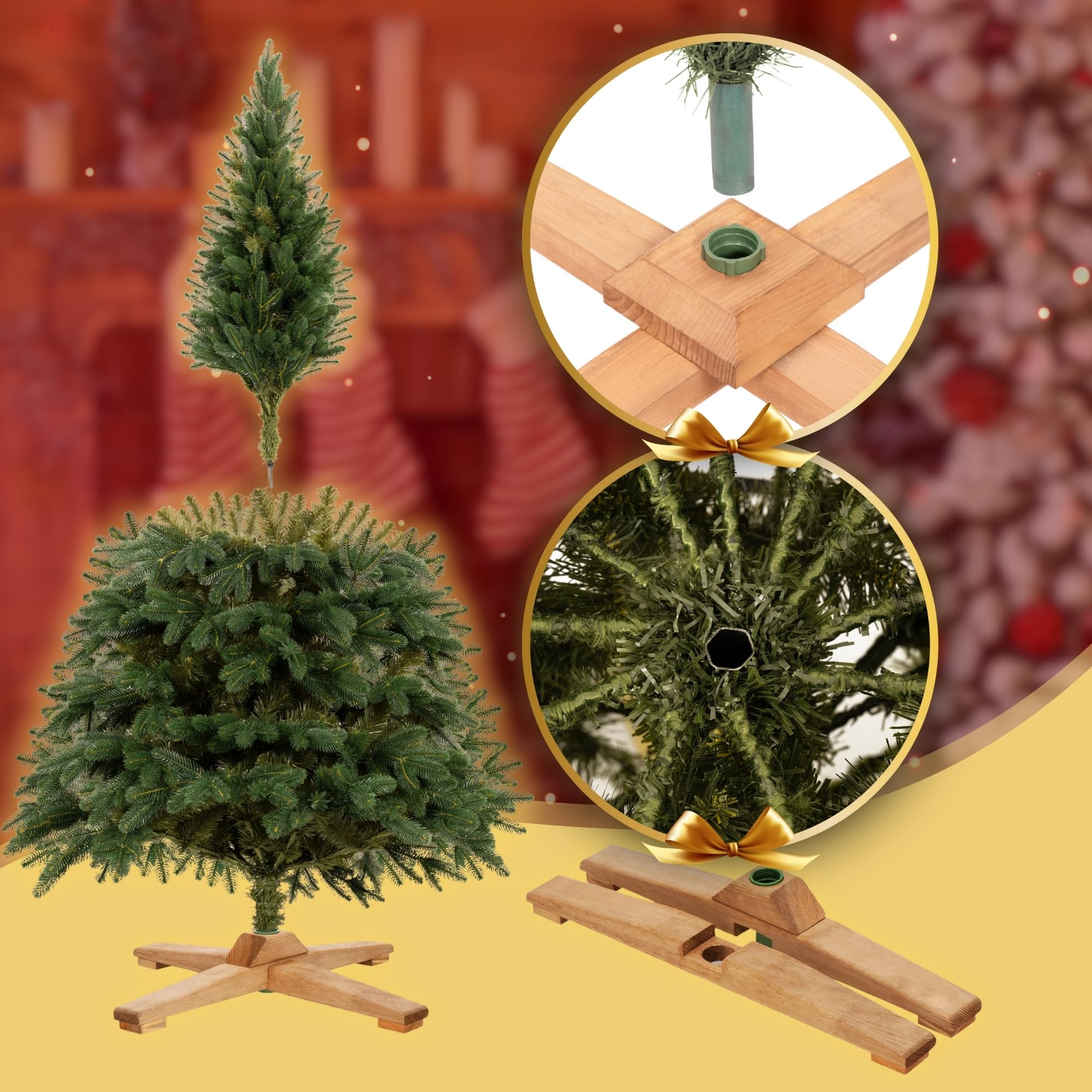 Árbol de Navidad artificial 180 cm, pino escandinavo artificial denso con 509 puntas, pino de aspecto realista, incluye soporte de madera resistente y bolsa de almacenamiento