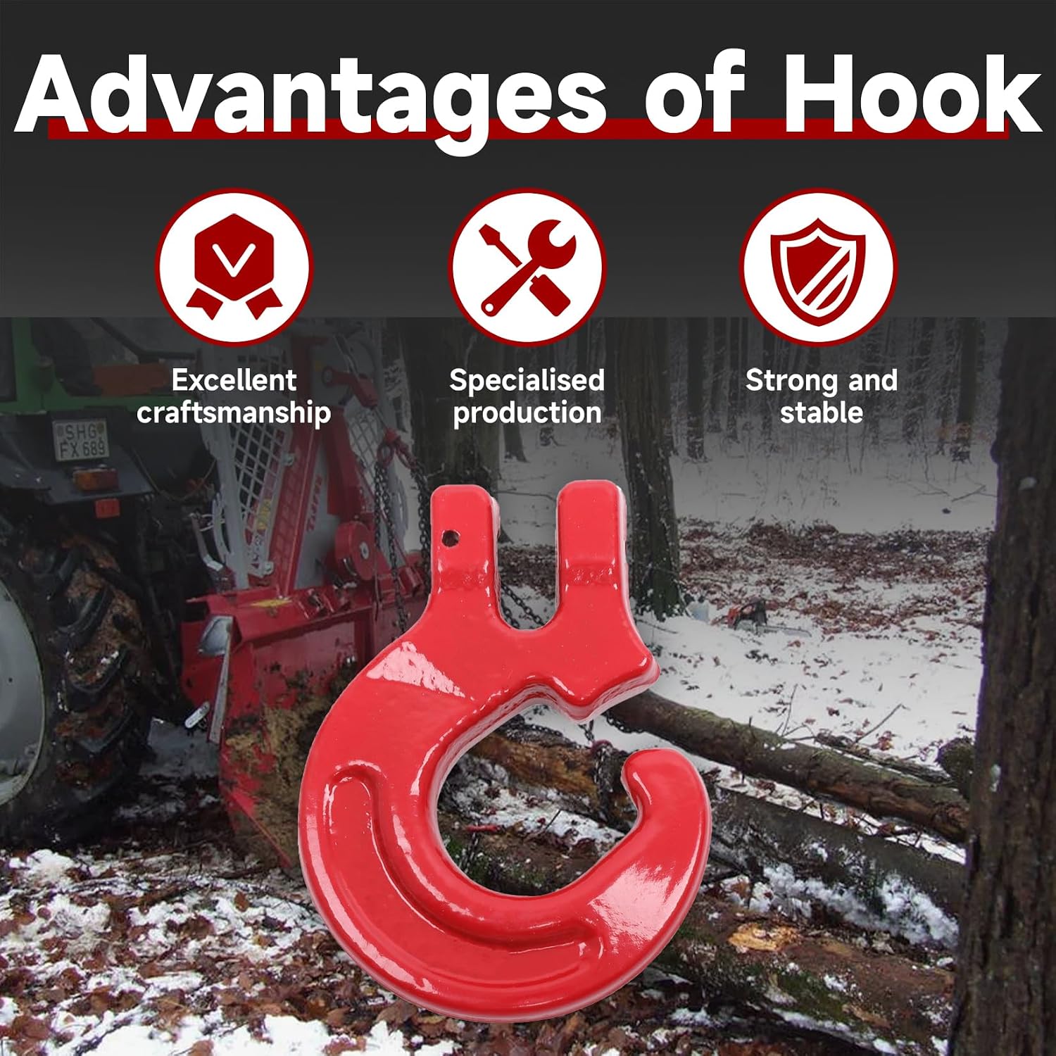 findmall 4Pcs 5/16" Logging Chain Choker Hook G80 Logging Choker 4400Lbs Working Load Limit for Logging Towing, Lifting, Hanging