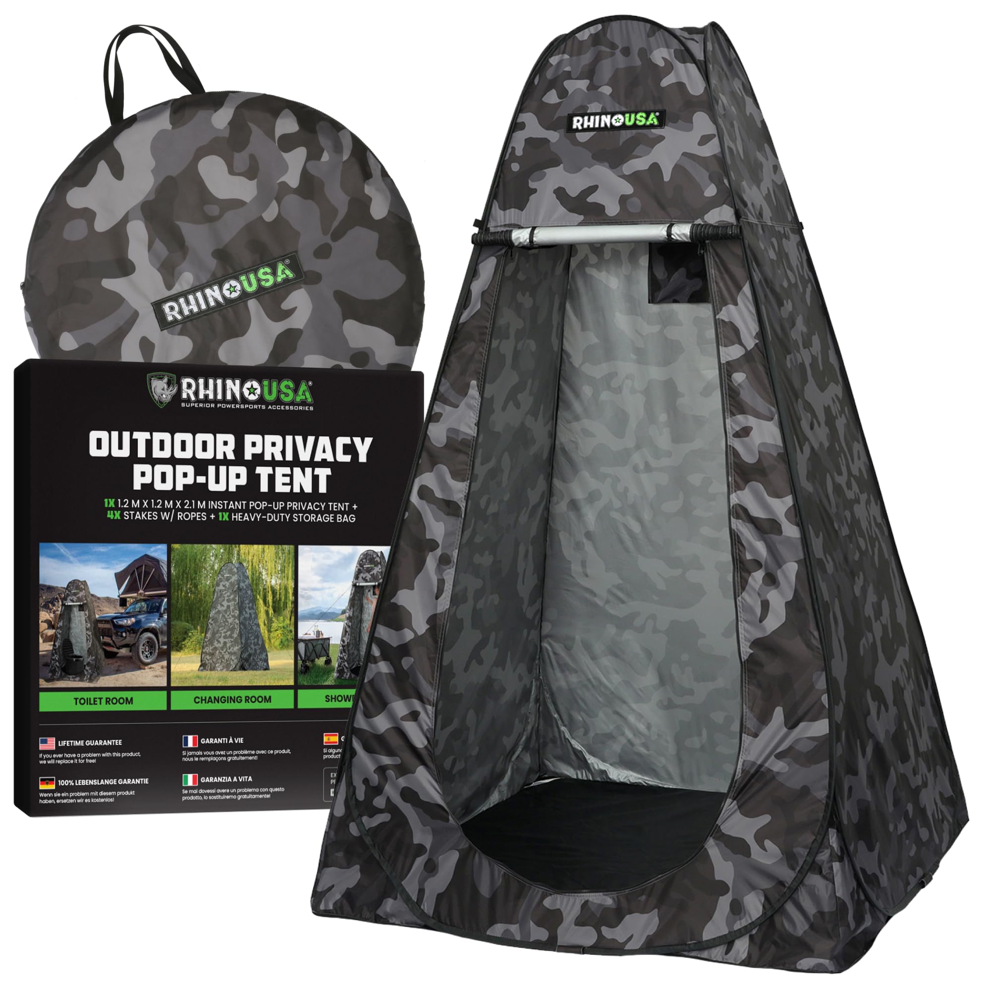 Rhino USAPortable Pop Up Privacy Changing Tent - Ultimate Outdoor Camping Shower, Camp Toilet Tent, Rain Shelter for Beach and Camping - Lightweight and Sturdy, Instant Setup While On-The-Go