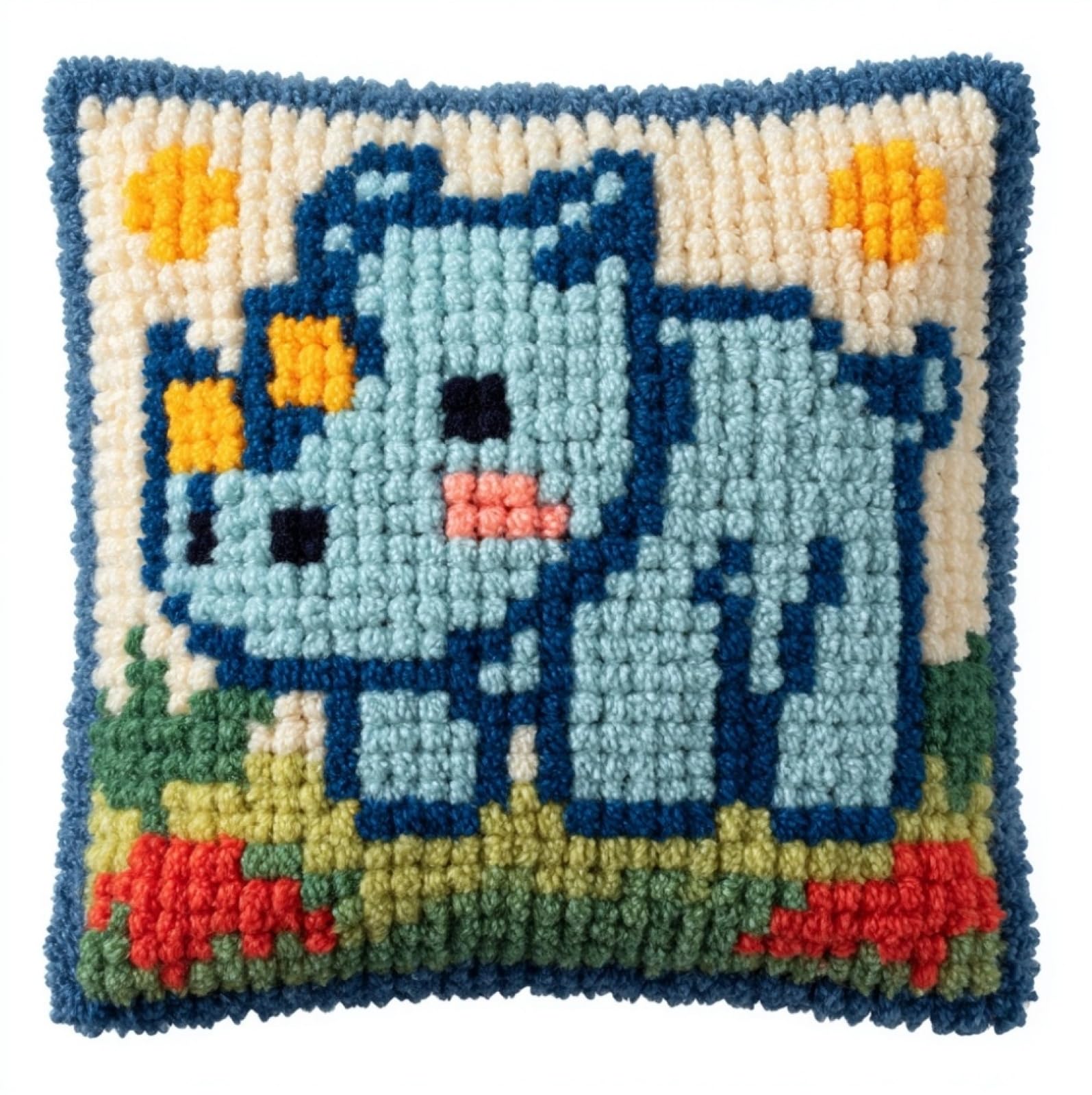 WallustrioaW Latch Hook Craft Cushion Kit 43x43cm,Rhino