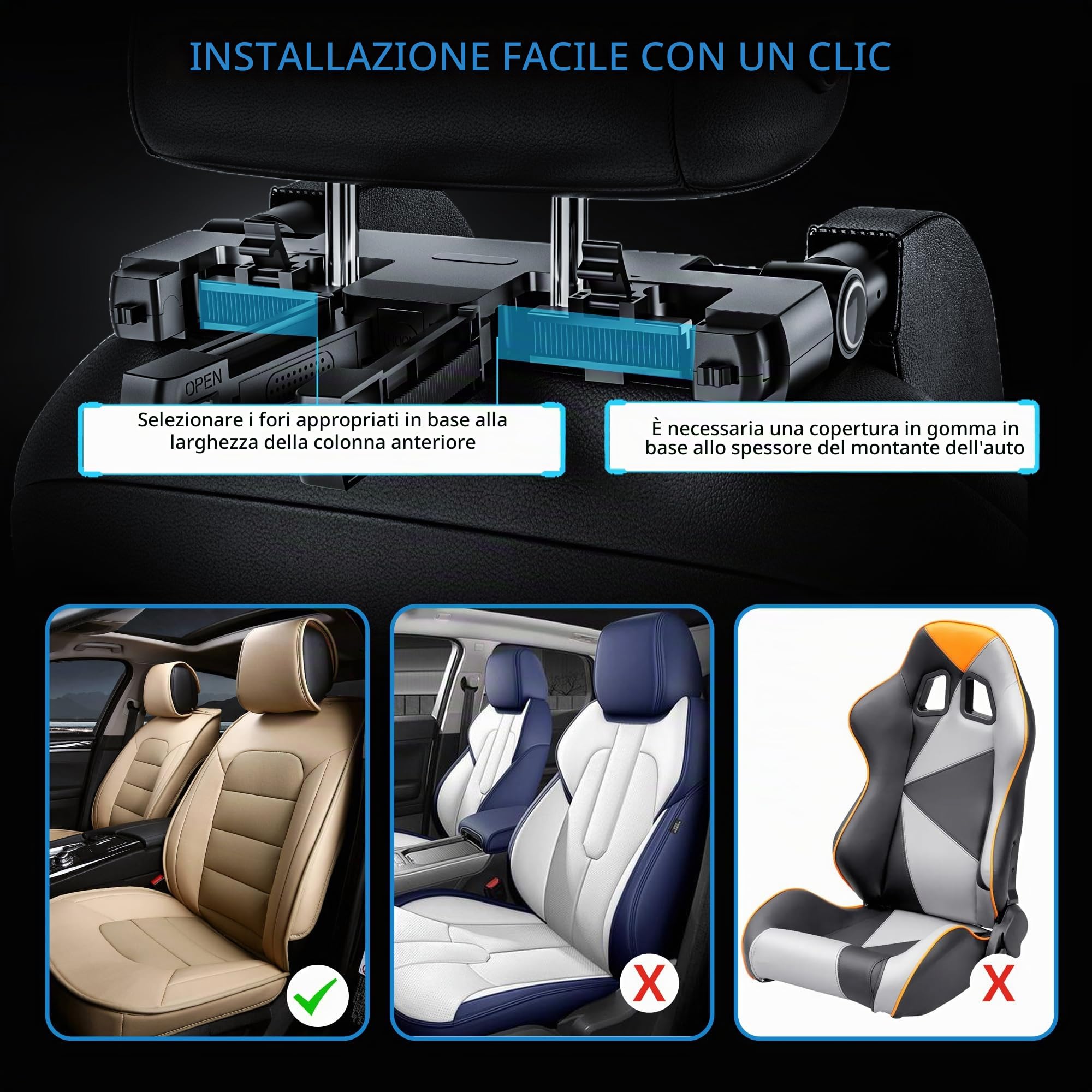 Confezione da 2 poggiatesta per auto per bambini, in pelle traspirante, regolabile a 180 gradi, per il collo, per bambini, adatti per adulti e bambini, per dormire in viaggio (confezione da 2 pezzi)