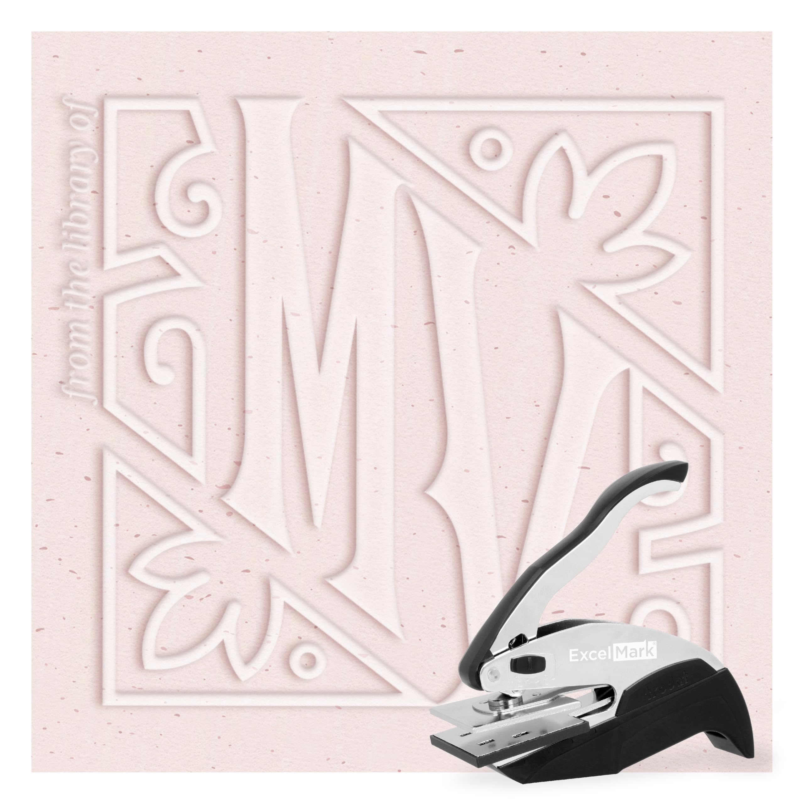 ExcelMark Personalized Book Embosser - Slant Monogram (Square)